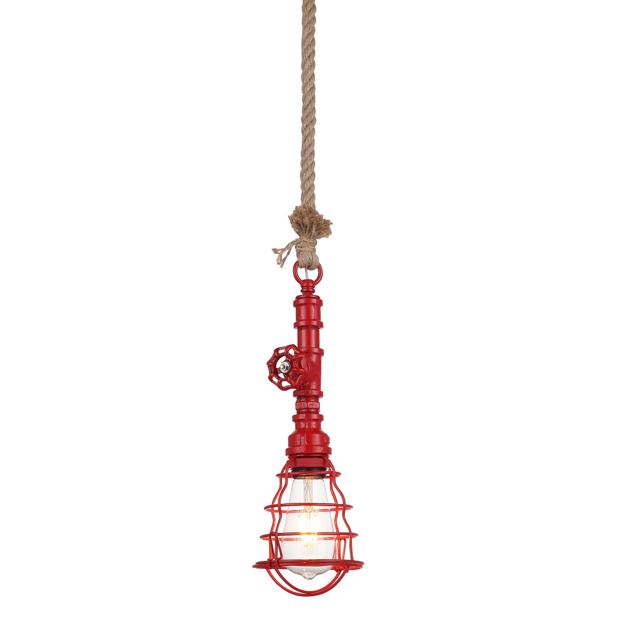 Luminaire Industrial Red Pipe Pendant Light