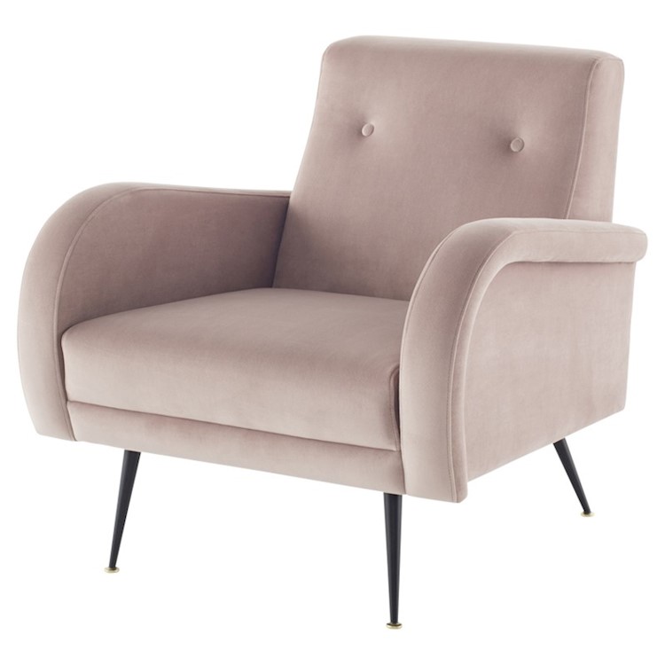 HUGO OCCASIONAL CHAIR  IN BLUSH FABRIC SEAT
