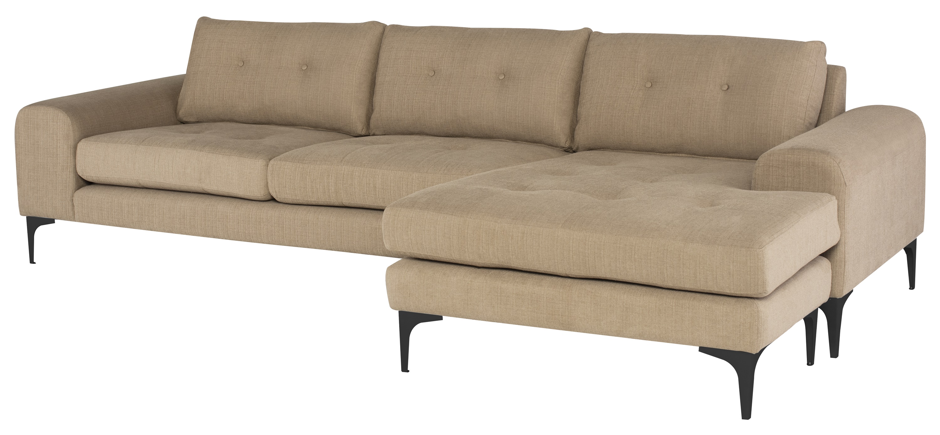COLYN SECTIONAL SOFA in BURLAP FABRIC with BLACK LEGS